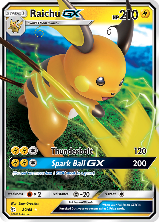Raichu-GX 20/68 Rare Holo GX | Hidden Fates | Pokemon Card