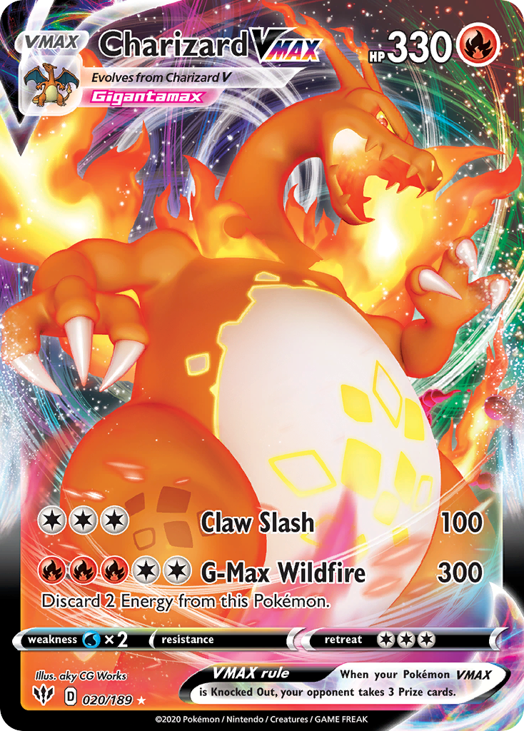 Charizard VMAX 20/189 Rare Holo VMAX | Darkness Ablaze | Pokemon Card
