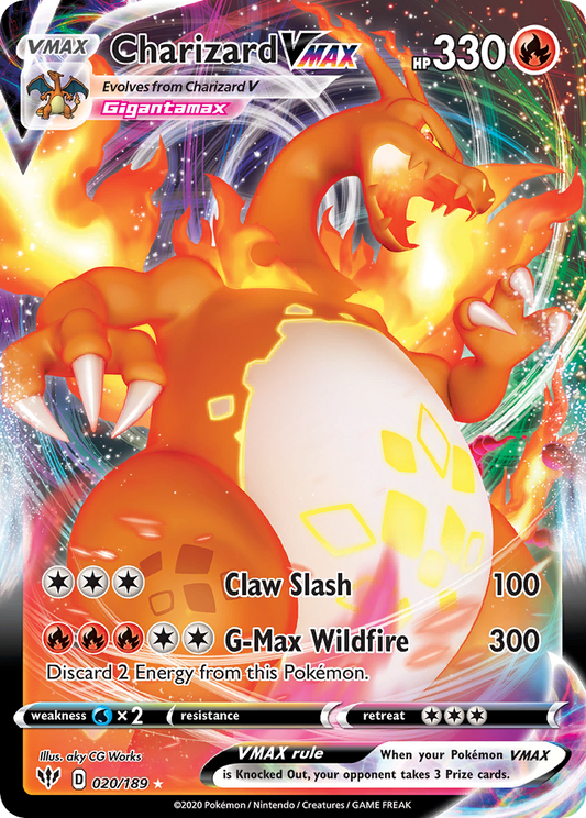Charizard VMAX 20/189 Rare Holo VMAX | Darkness Ablaze | Pokemon Card
