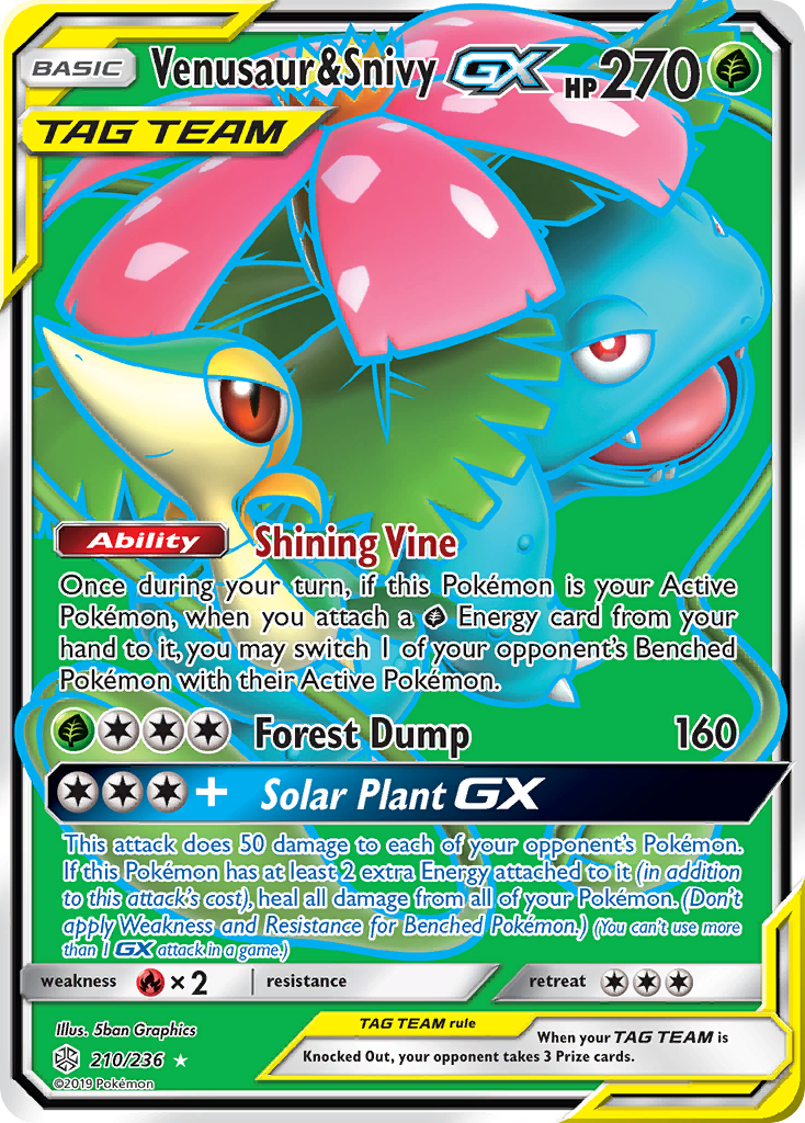 Venusaur & Snivy-GX 210/236 Rare Ultra | Cosmic Eclipse | Pokemon Card