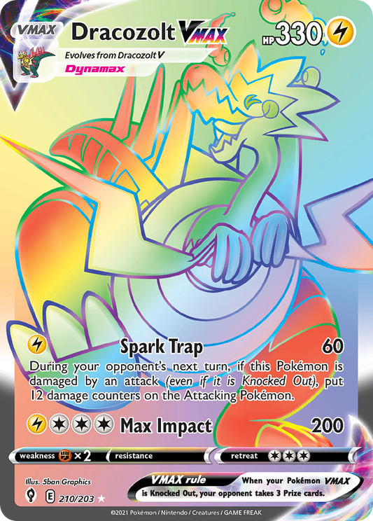 Dracozolt VMAX 210/203 Rare Rainbow | Evolving Skies | Pokemon Card