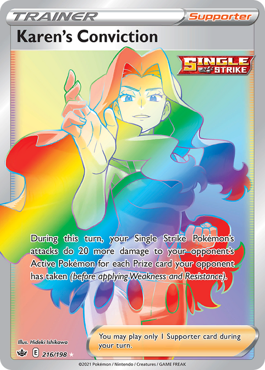 Karen's Conviction 216/198 Rare Rainbow | Chilling Reign | Pokemon Card
