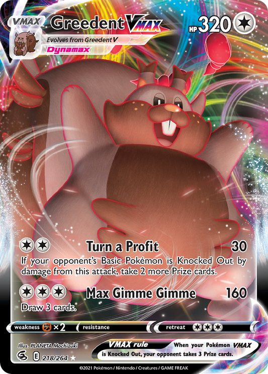 Greedent VMAX 218/264 Rare Holo VMAX | Fusion Strike | Pokemon Card