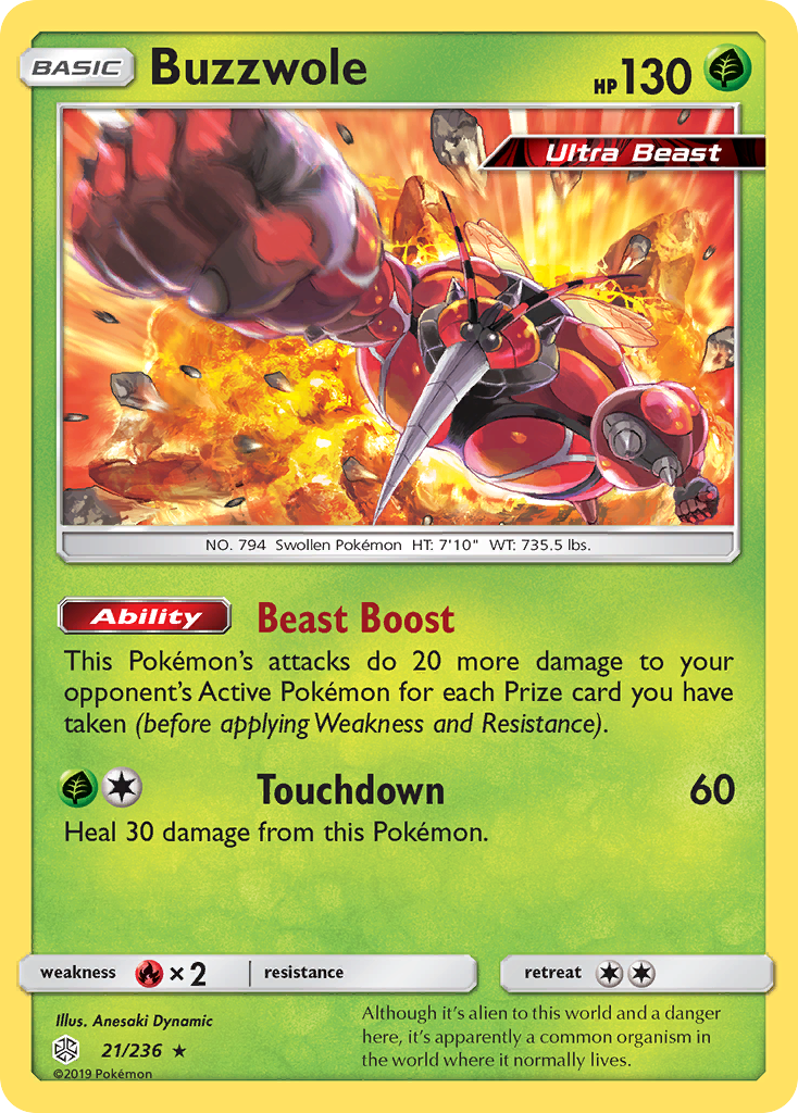 Buzzwole 21/236 Rare Holo | Cosmic Eclipse | Pokemon Card