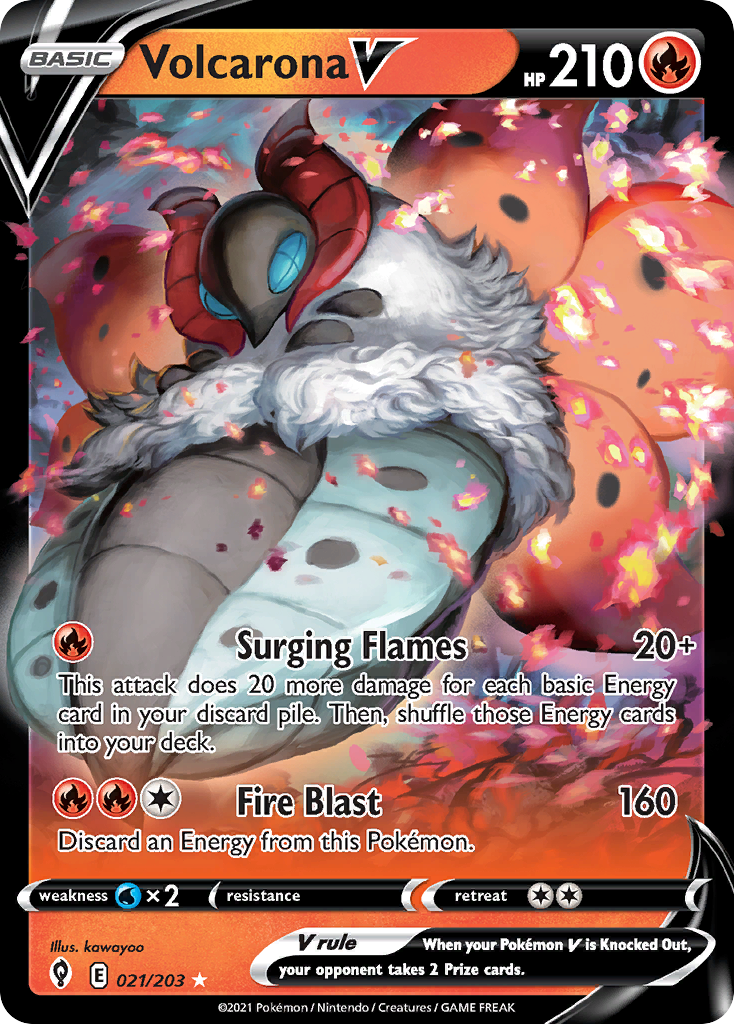 Volcarona V 21/203 Rare Holo V | Evolving Skies | Pokemon Card