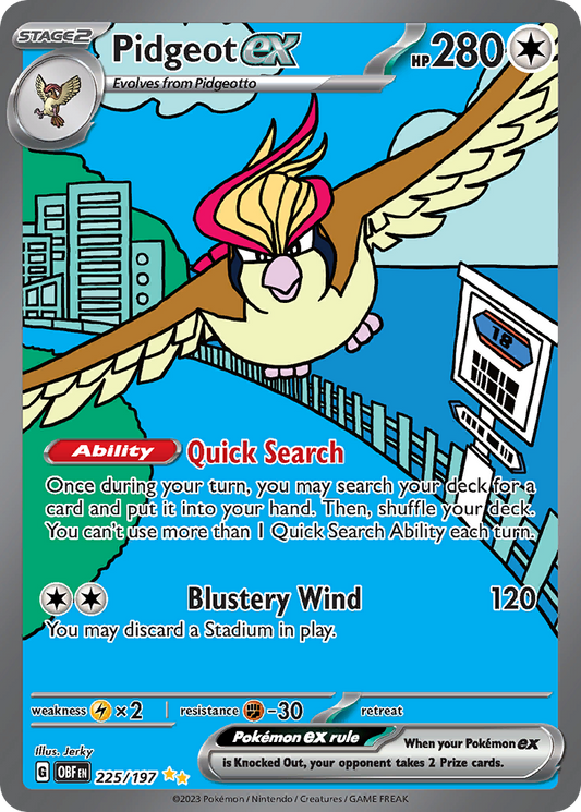 Pidgeot ex 225/197 Special Illustration Rare | Obsidian Flames | Pokemon Card