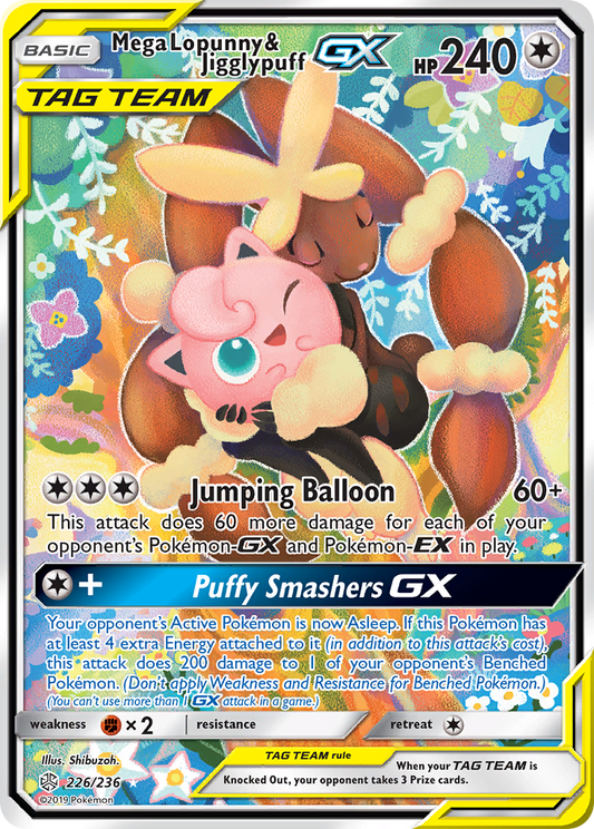 Mega Lopunny & Jigglypuff-GX 226/236 Rare Ultra | Cosmic Eclipse | Pokemon Card