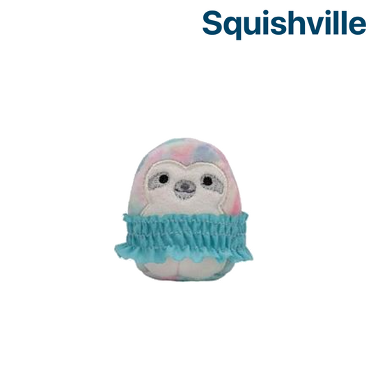 Sloth (Grey Eye Marking) with Blue Dress ~ 2" Individual Squishville by Squishmallows