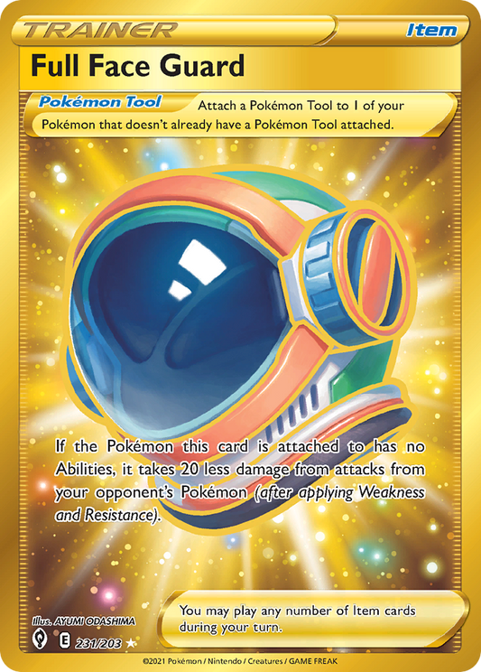Full Face Guard 231/203 Rare Secret | Evolving Skies | Pokemon Card