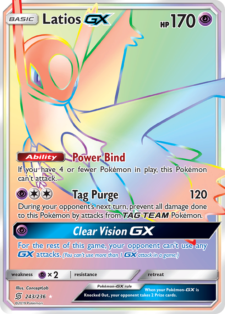 Latios-GX 243/236 Rare Rainbow | Unified Minds | Pokemon Card