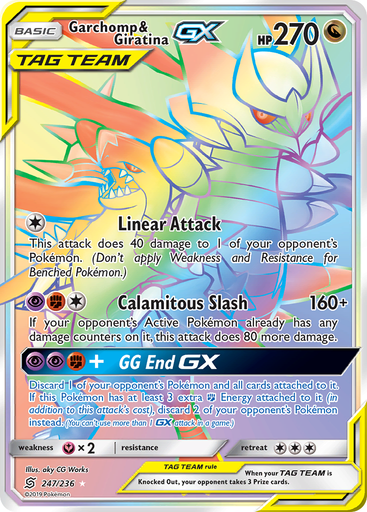 Garchomp & Giratina-GX 247/236 Rare Rainbow | Unified Minds | Pokemon Card