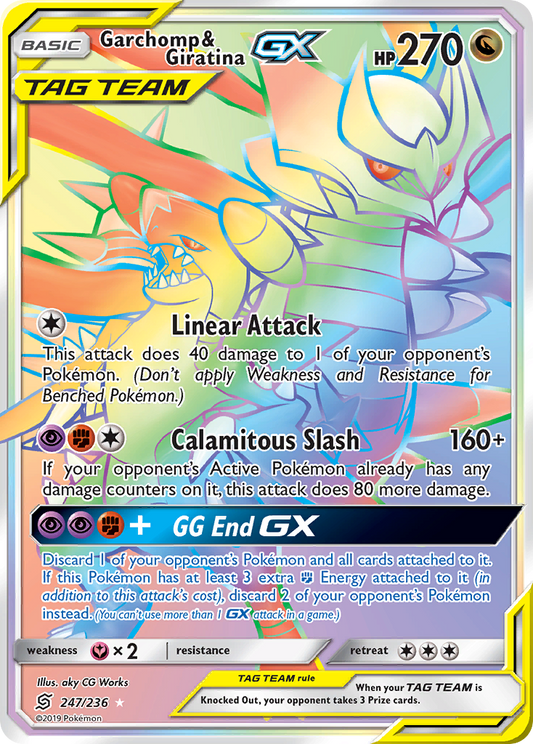 Garchomp & Giratina-GX 247/236 Rare Rainbow | Unified Minds | Pokemon Card