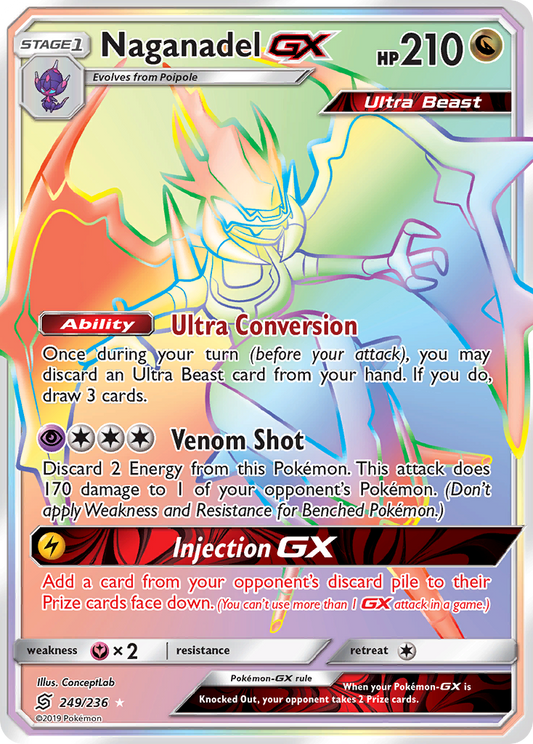 Naganadel-GX 249/236 Rare Rainbow | Unified Minds | Pokemon Card