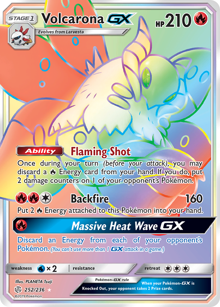 Volcarona-GX 252/236 Rare Rainbow | Cosmic Eclipse | Pokemon Card