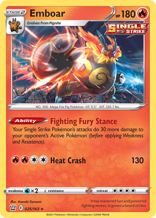 Emboar 25/163 Rare Holo | Battle Styles | Pokemon Card