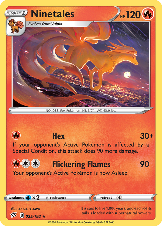 Ninetales 25/192 Rare | Rebel Clash | Pokemon Card