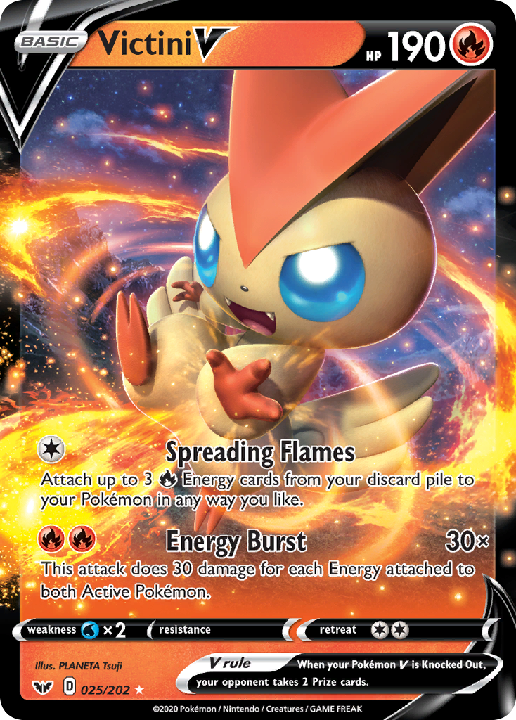 Victini V 25/202 Rare Holo V | Sword & Shield | Pokemon Card