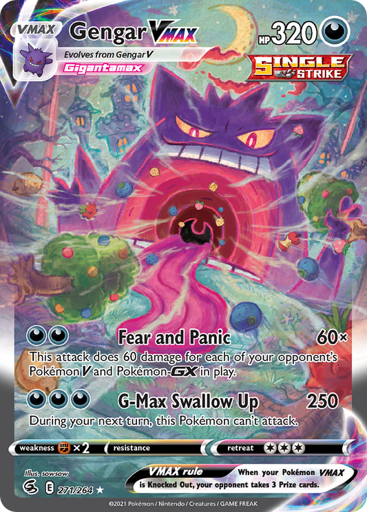 Gengar VMAX 271/264 Rare Rainbow | Fusion Strike | Pokemon Card