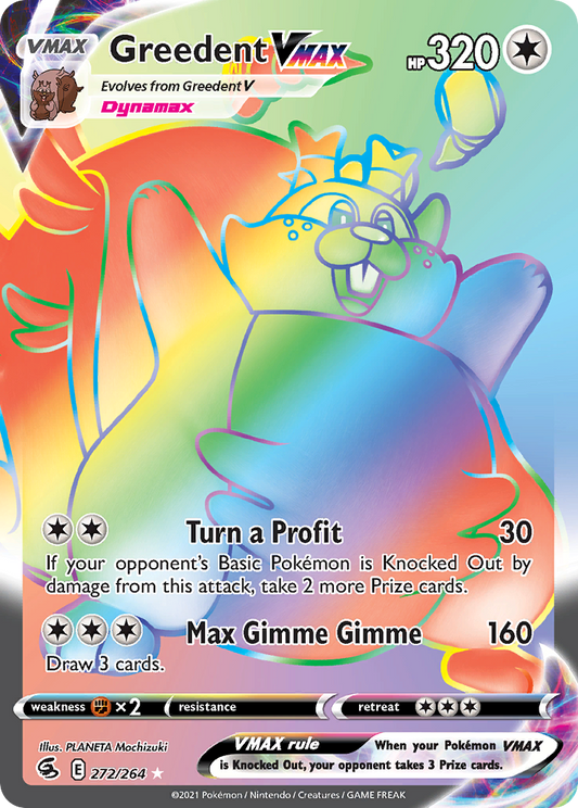 Greedent VMAX 272/264 Rare Rainbow | Fusion Strike | Pokemon Card