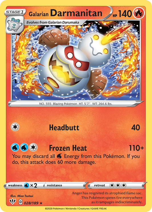 Galarian Darmanitan 28/189 Rare | Darkness Ablaze | Pokemon Card