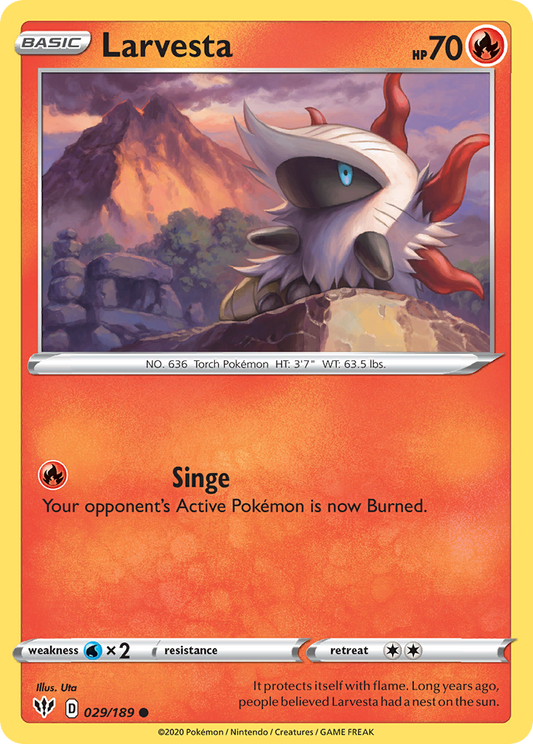 Larvesta 29/189 Common | Darkness Ablaze | Pokemon Card
