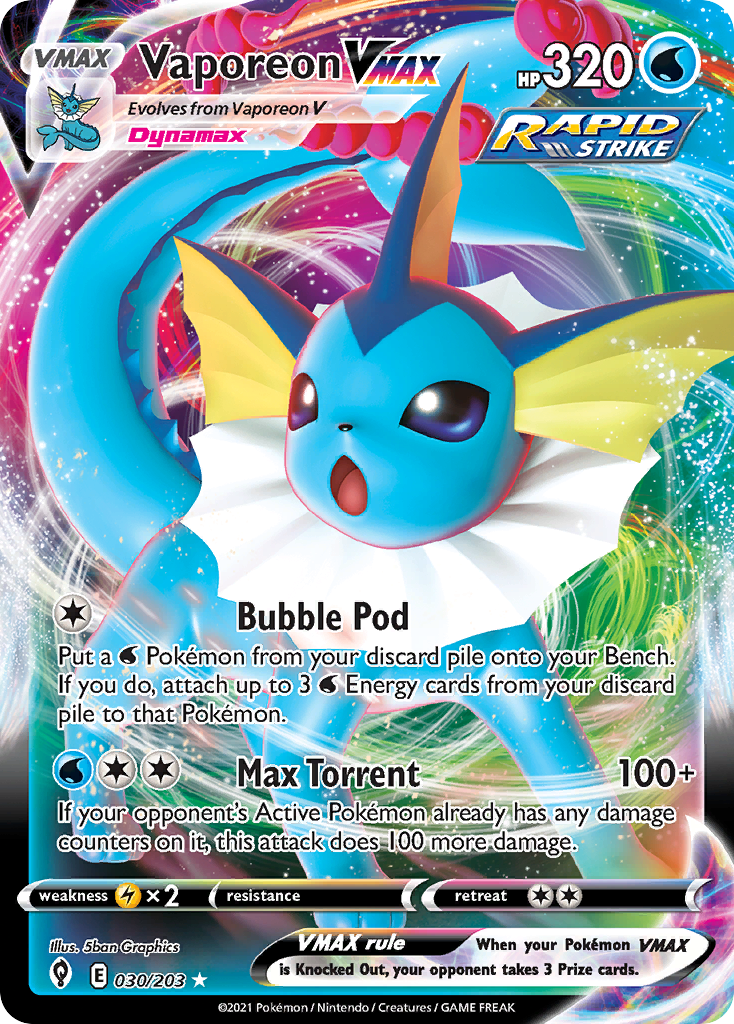 Vaporeon VMAX 30/203 Rare Holo VMAX | Evolving Skies | Pokemon Card