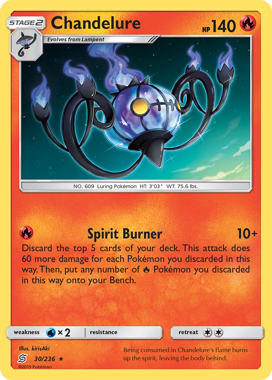 Chandelure 30/236 Rare Holo | Unified Minds | Pokemon Card