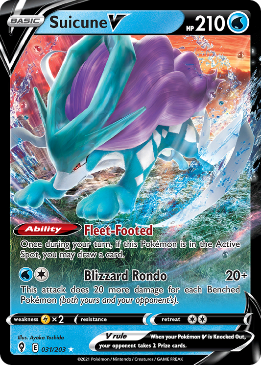 Suicune V 31/203 Rare Holo V | Evolving Skies | Pokemon Card