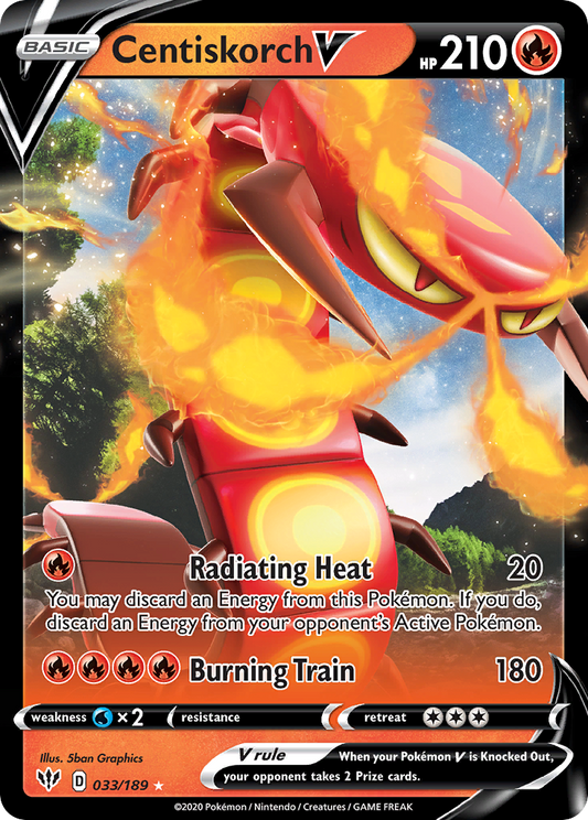 Centiskorch V 33/189 Rare Holo V | Darkness Ablaze | Pokemon Card