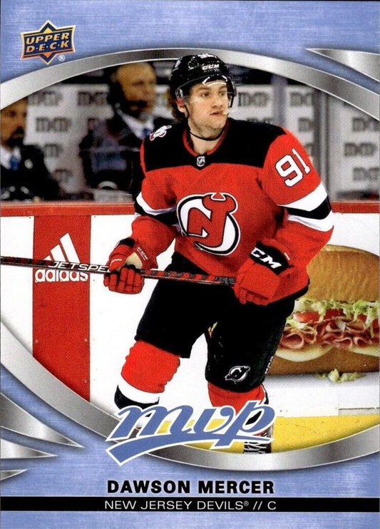 Dawson Mercer 
SP #218 New Jersey Devils | 2023-24 Upper Deck MVP | NHL Card