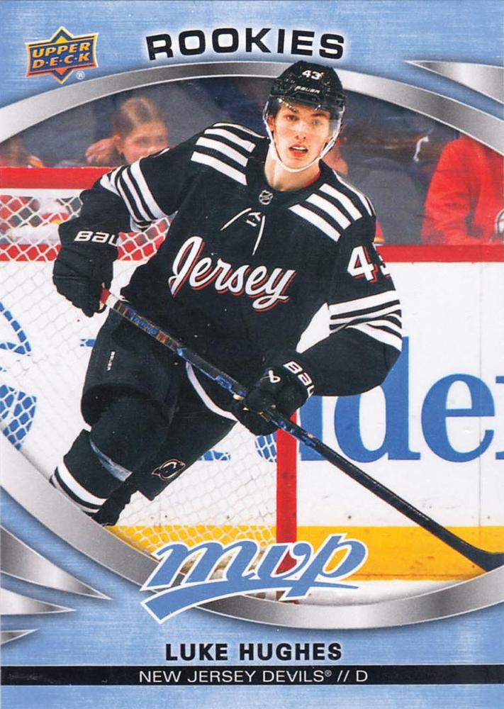 Luke Hughes 
ROO, RC #242 New Jersey Devils | 2023-24 Upper Deck MVP | NHL Card