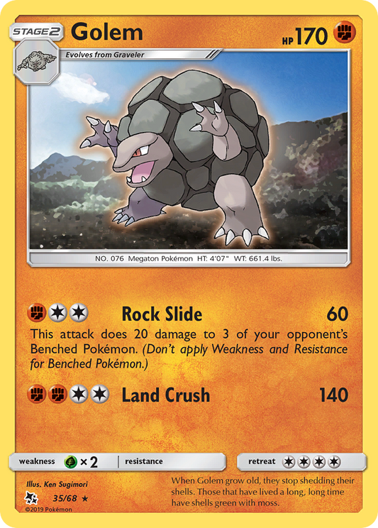 Golem 35/68 Rare | Hidden Fates | Pokemon Card