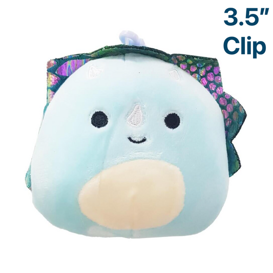 Malik the Blue Triceratops ~ 3.5" inch Clip On Squishmallow ~ Spring Squad