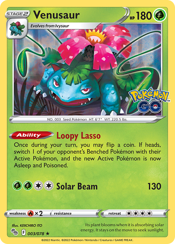 Venusaur 3/78 Rare Holo | Pokémon GO | Pokemon Card
