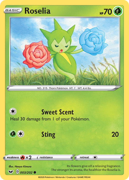 Roselia 3/202 Common | Sword & Shield | Pokemon Card