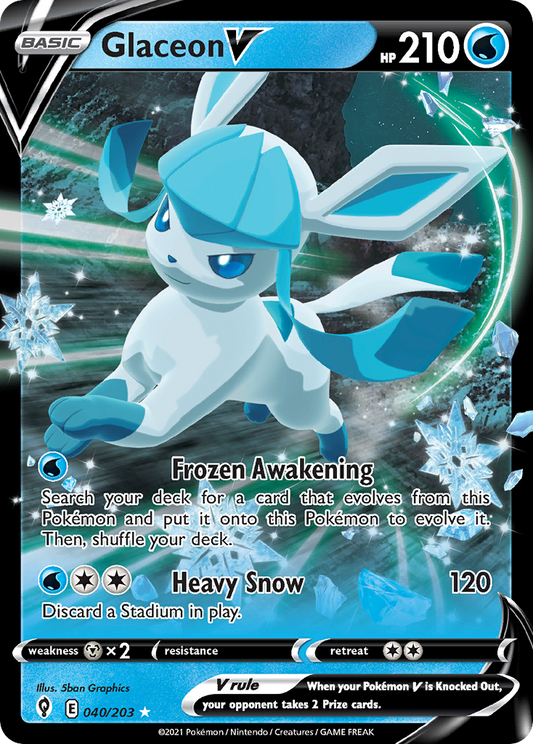 Glaceon V 40/203 Rare Holo V | Evolving Skies | Pokemon Card