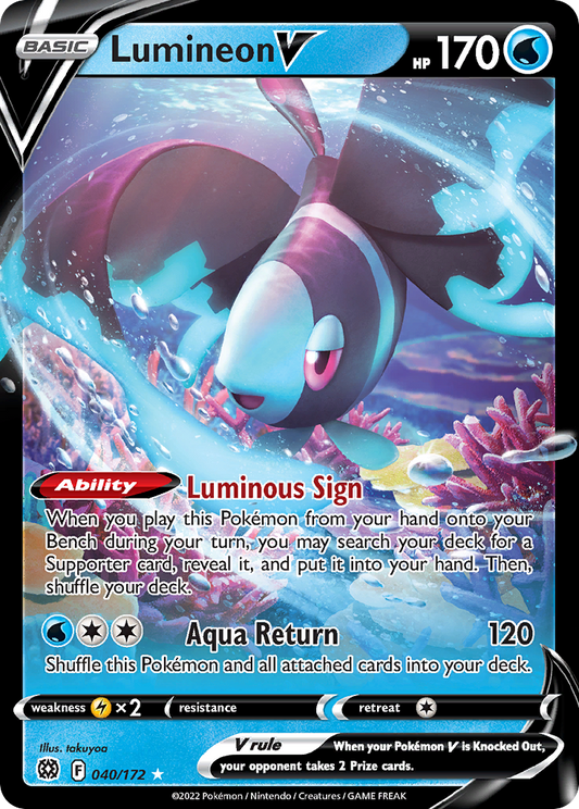 Lumineon V 40/172 Rare Holo V | Brilliant Stars | Pokemon Card