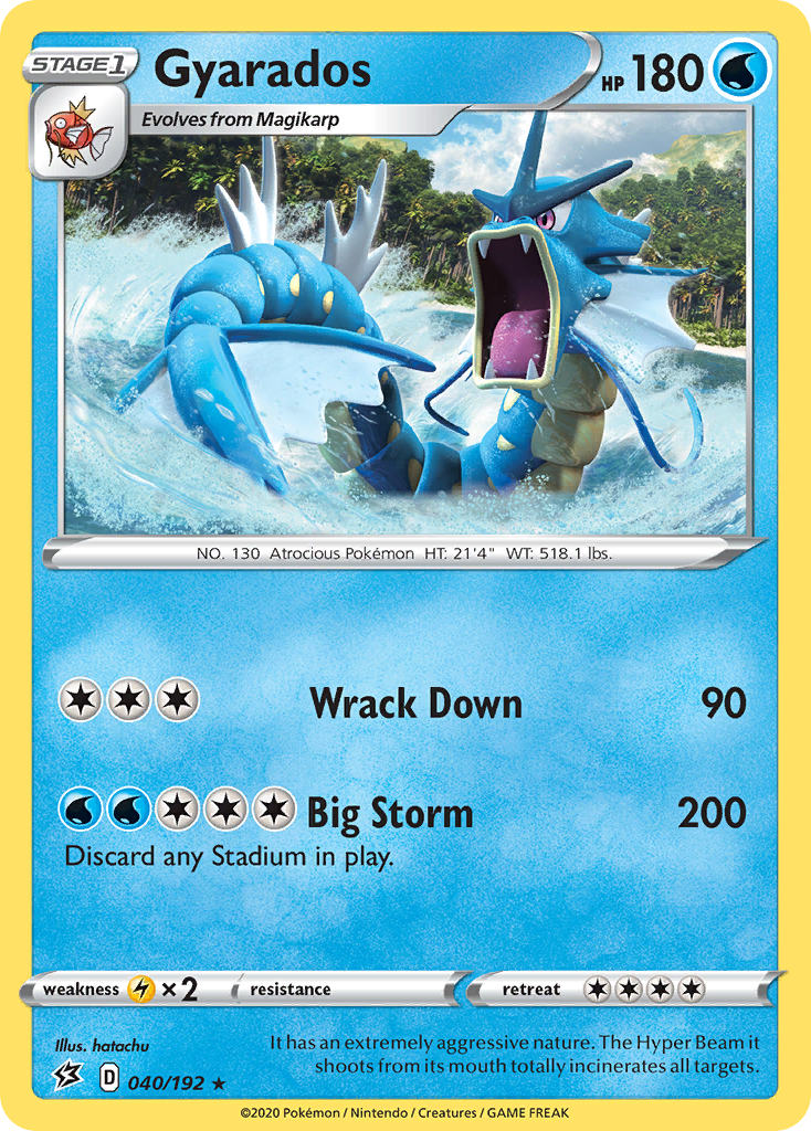 Gyarados 40/192 Rare Holo | Rebel Clash | Pokemon Card