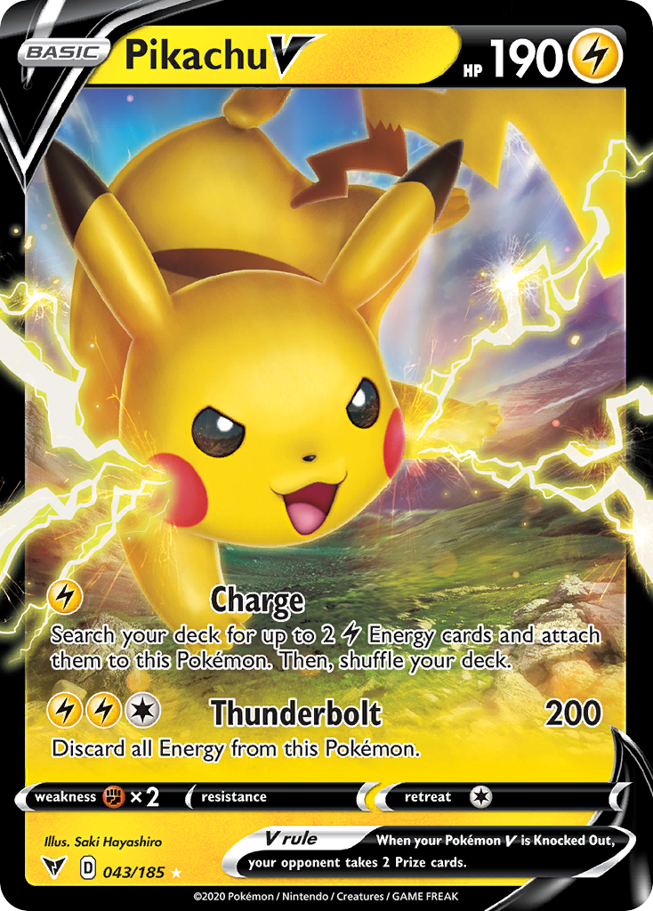 Pikachu V 43/185 Rare Holo V | Vivid Voltage | Pokemon Card