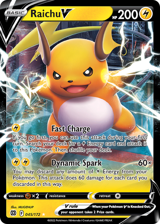 Raichu V 45/172 Rare Holo V | Brilliant Stars | Pokemon Card