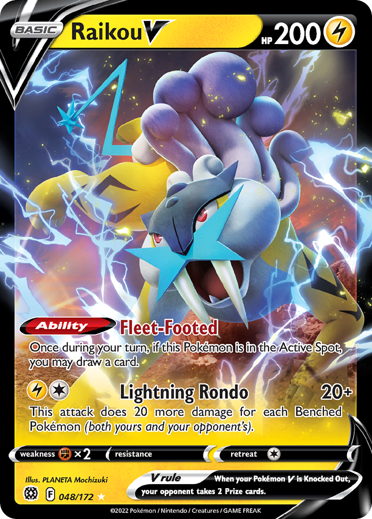 Raikou V 48/172 Rare Holo V | Brilliant Stars | Pokemon Card