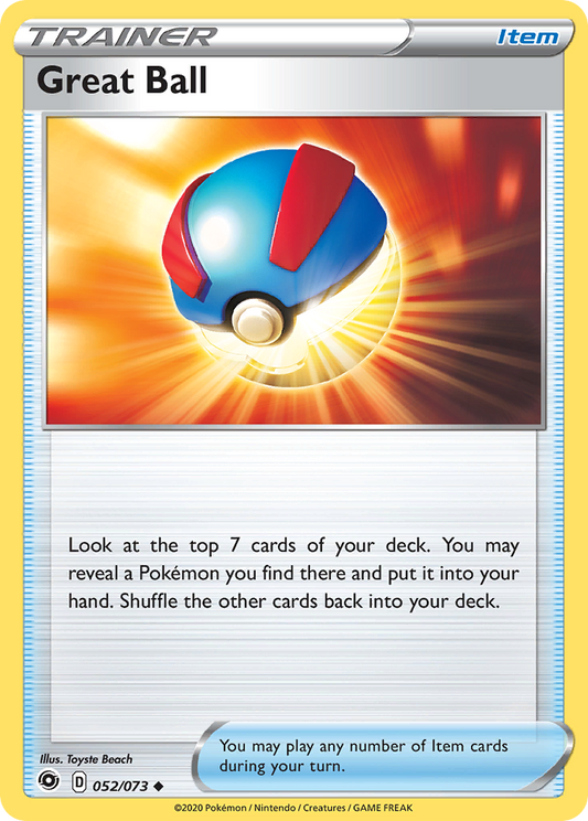 Great Ball 52/73 Uncommon | Champion's Path | Pokemon Card