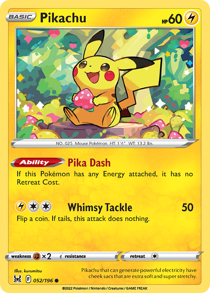 Pikachu 52/196 Common | Lost Origin | Pokemon Card