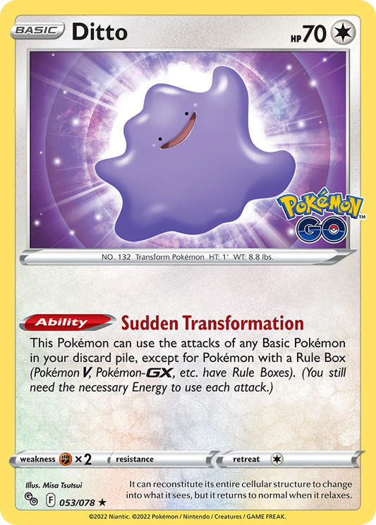 Ditto 53/78 Rare Holo | Pokémon GO | Pokemon Card