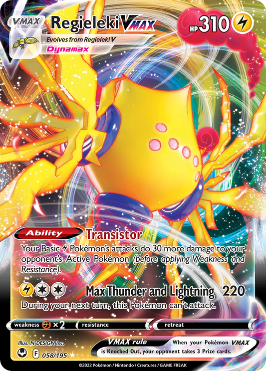 Regieleki VMAX 58/195 Rare Holo VMAX | Silver Tempest | Pokemon Card