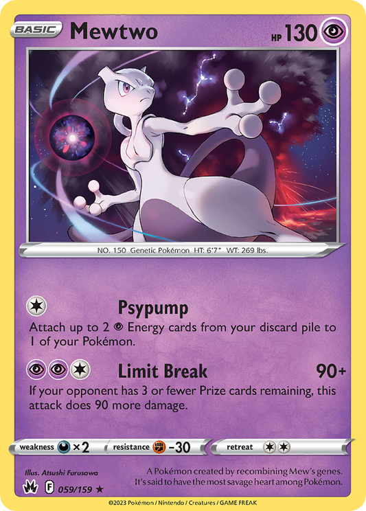 Mewtwo 59/159 Rare Holo | Crown Zenith | Pokemon Card