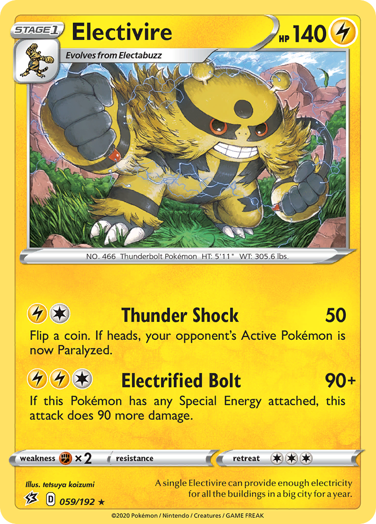 Electivire 59/192 Rare | Rebel Clash | Pokemon Card