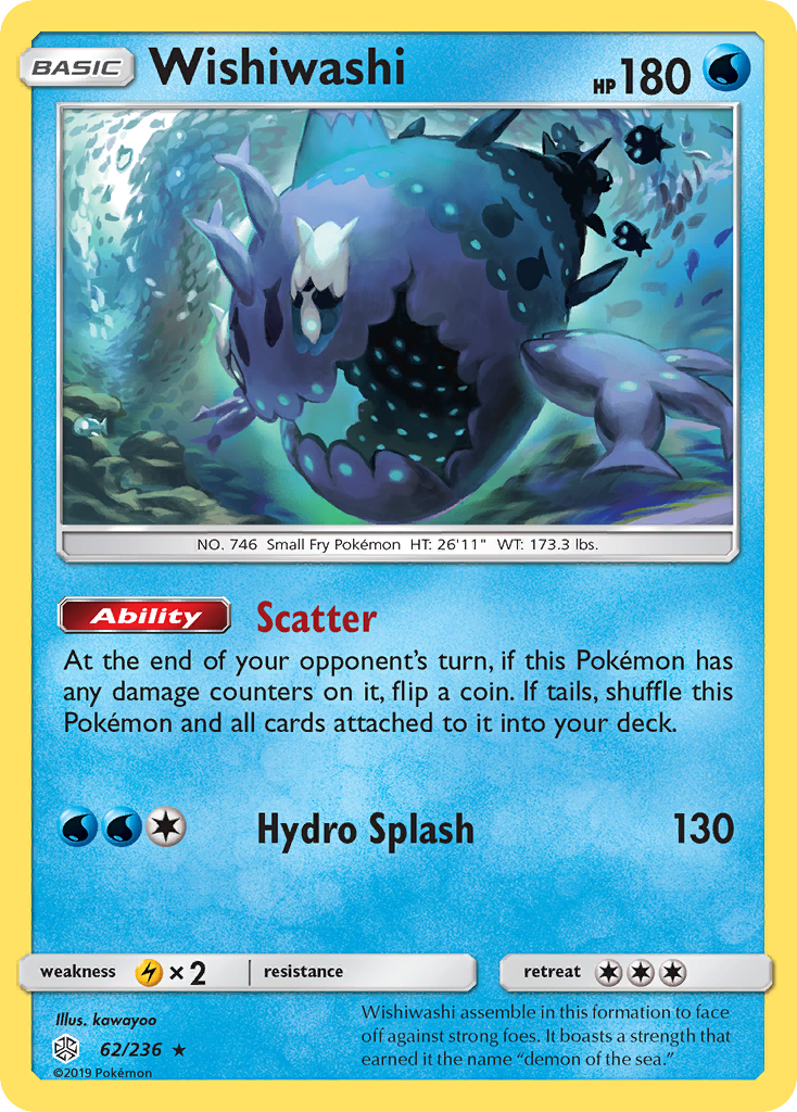 Wishiwashi 62/236 Rare Holo | Cosmic Eclipse | Pokemon Card