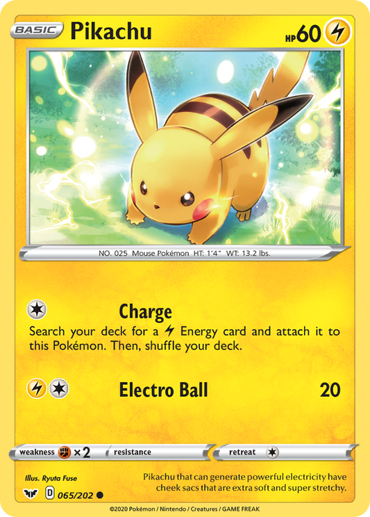 Pikachu 65/202 Common | Sword & Shield | Pokemon Card