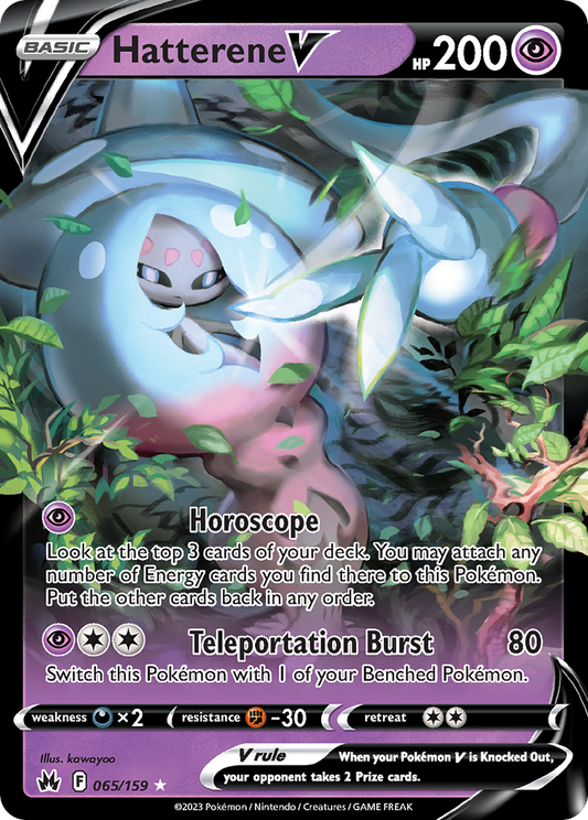 Hatterene V 65/159 Rare Holo V | Crown Zenith | Pokemon Card